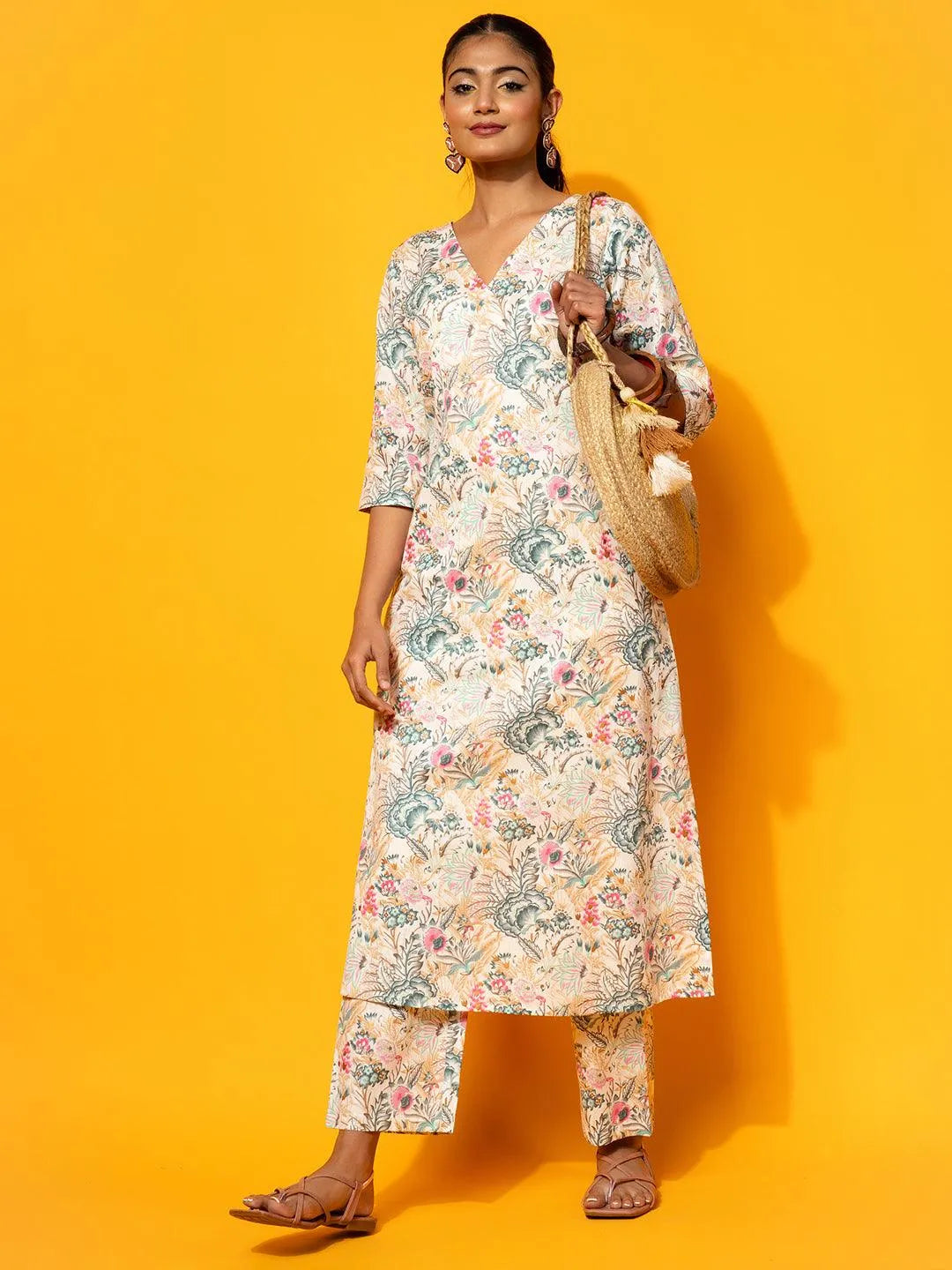 libas Cream Printed Cotton Co-Ords-picture-45