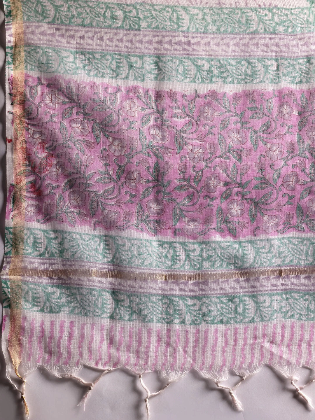 Pink Printed Cotton Straight Suit With Dupatta - Libas 