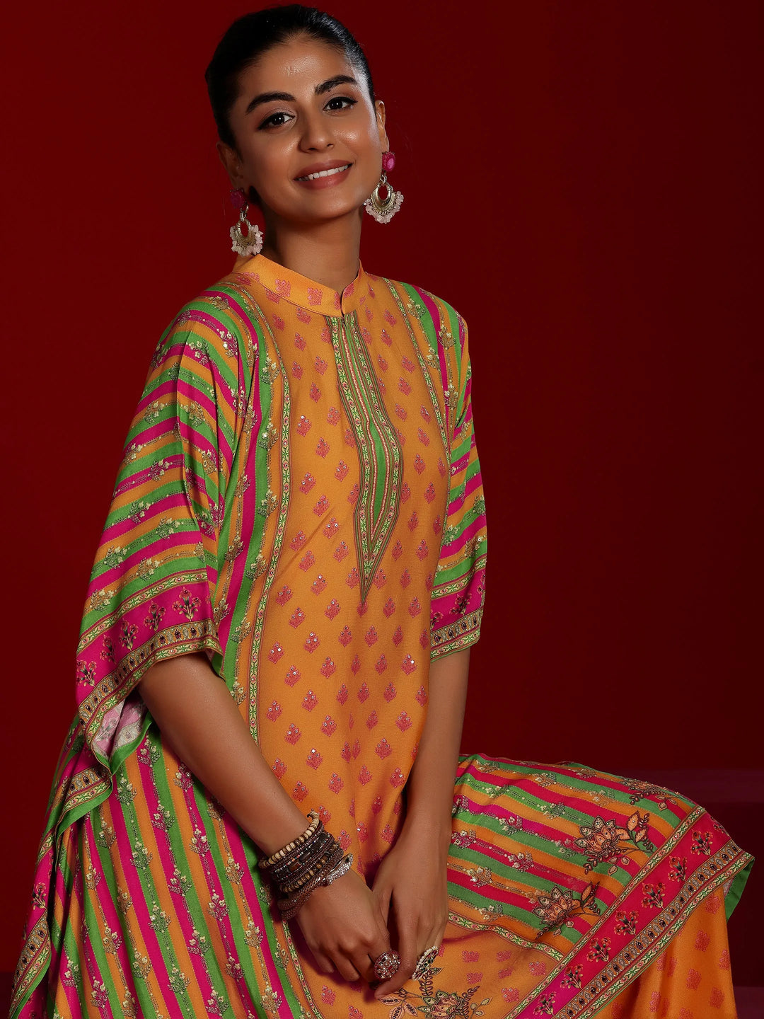  Libas Art Mustard Printed Muslin Co-Ords 