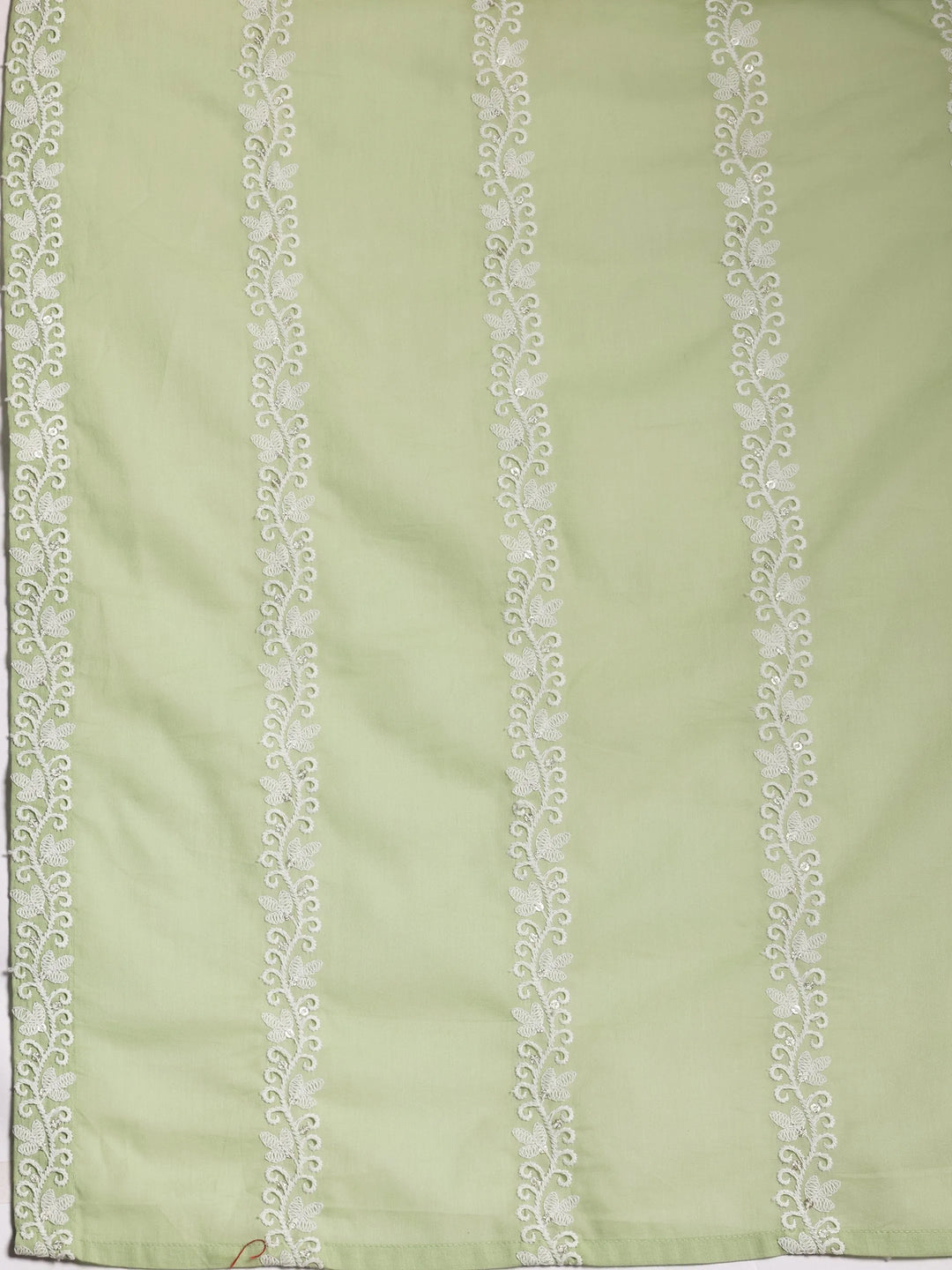  Green Embroidered Cotton A-Line Kurta With Palazzos & Dupatta 