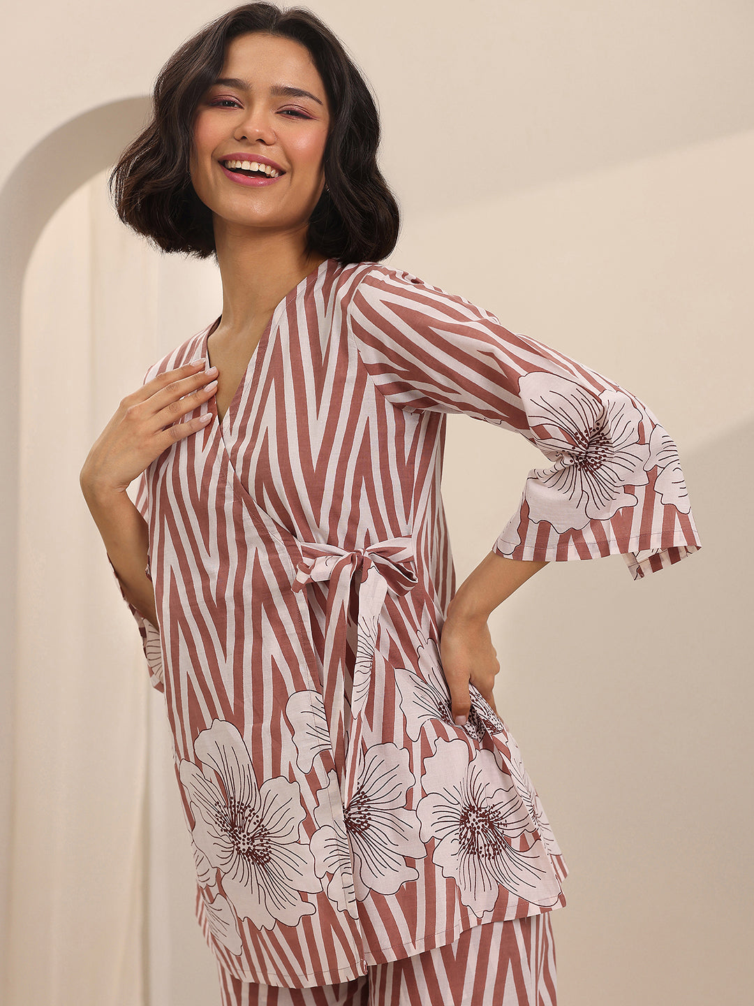  Brown Printed Cotton Co-Ord Sets 
