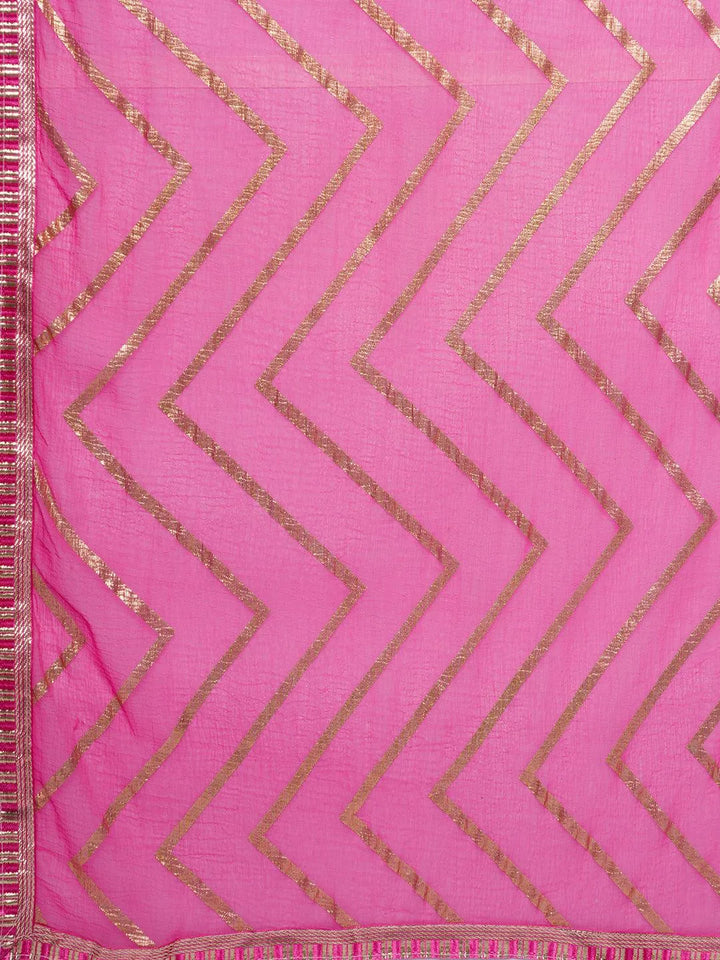 Pink Yoke Design Cotton Anarkali Suit With Dupatta - Libas