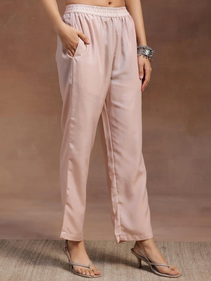 Peach Yoke Design Silk Blend Straight Suit With Dupatta - Libas