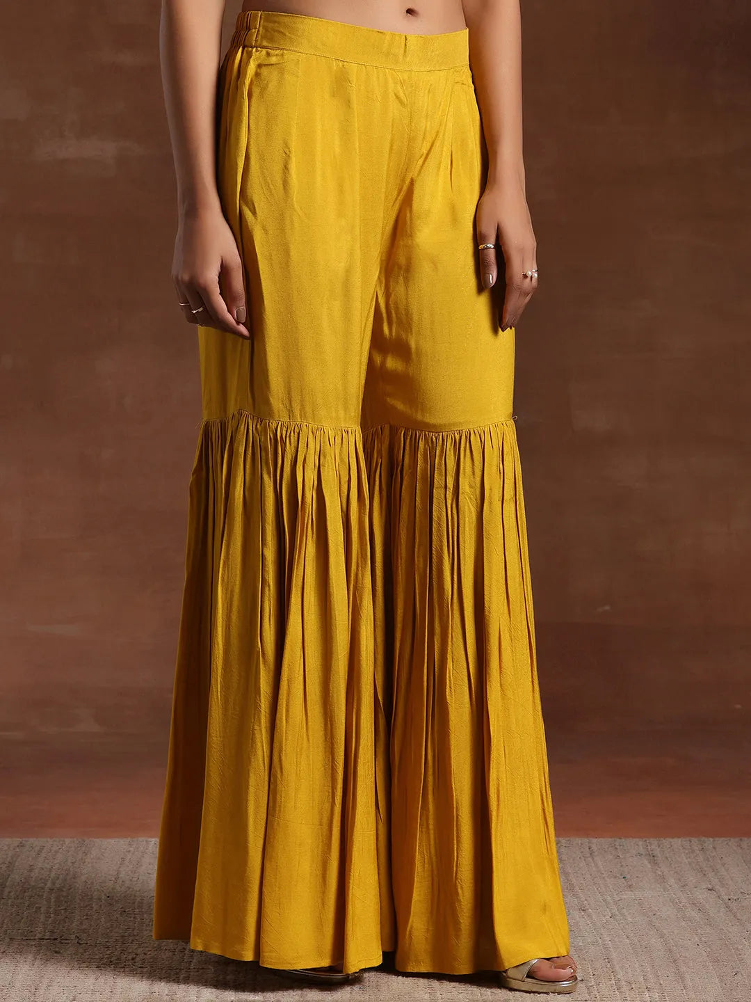  Mustard Embroidered Silk Blend Co-Ords 