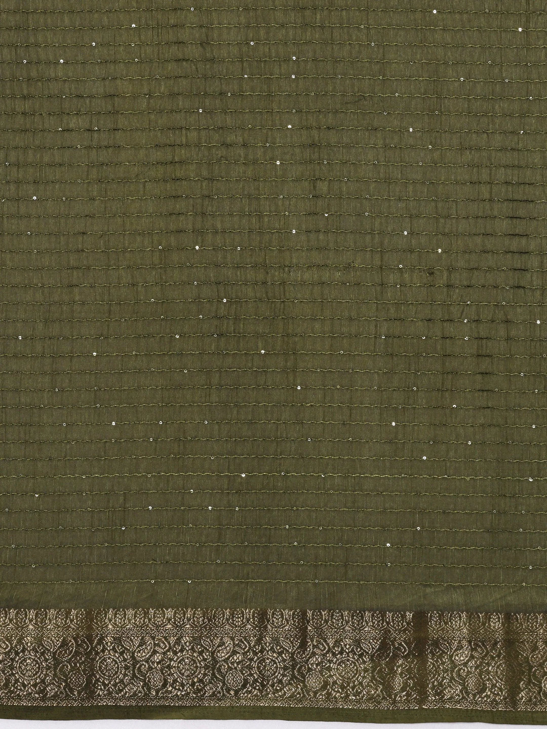 Green Printed Silk Blend Saree With Unstitched Blouse Piece - Libas 