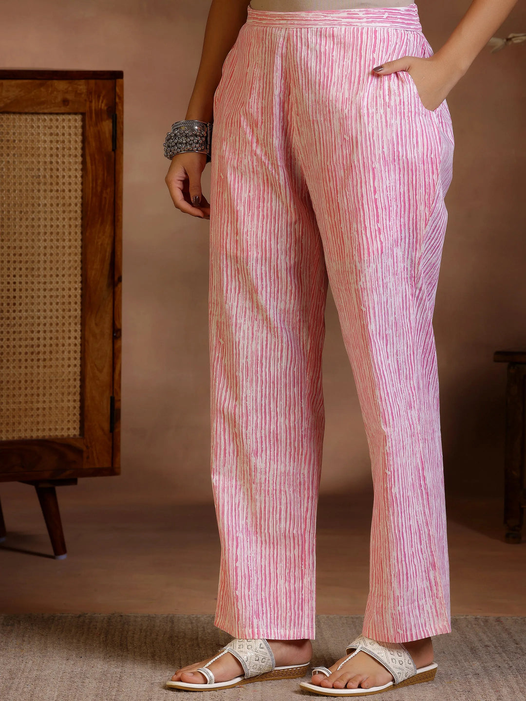  White Printed Cotton Straight Kurta Set 