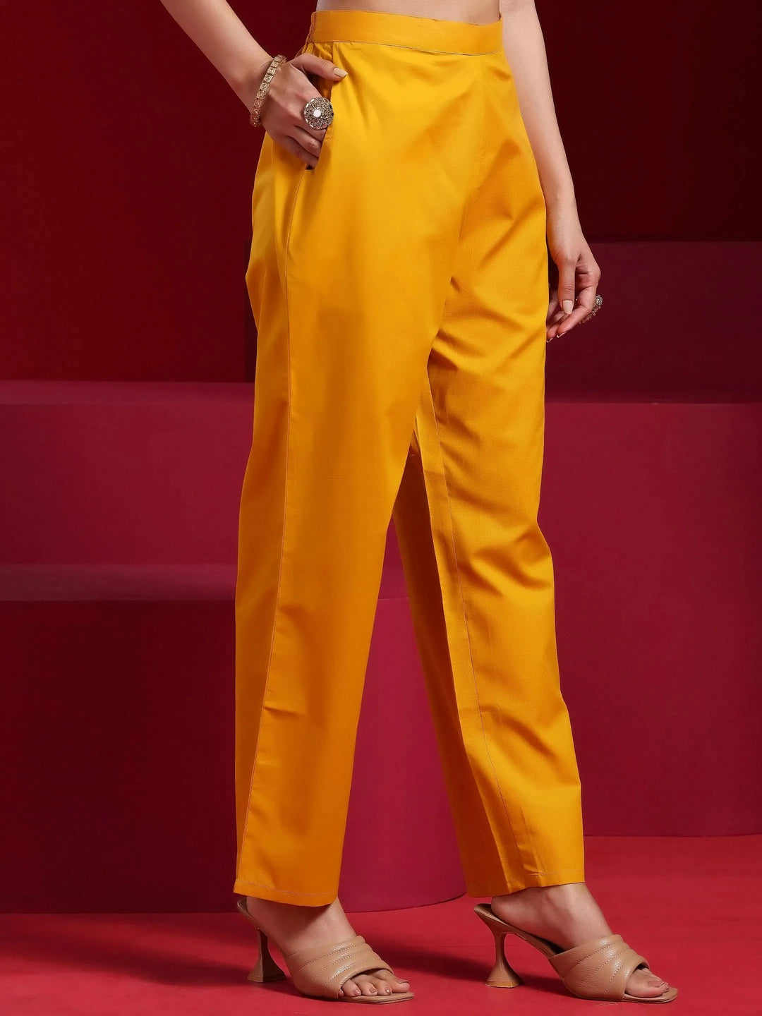  Libas Art Mustard Yoke Design Chanderi Silk Straight Suit With Dupatta 
