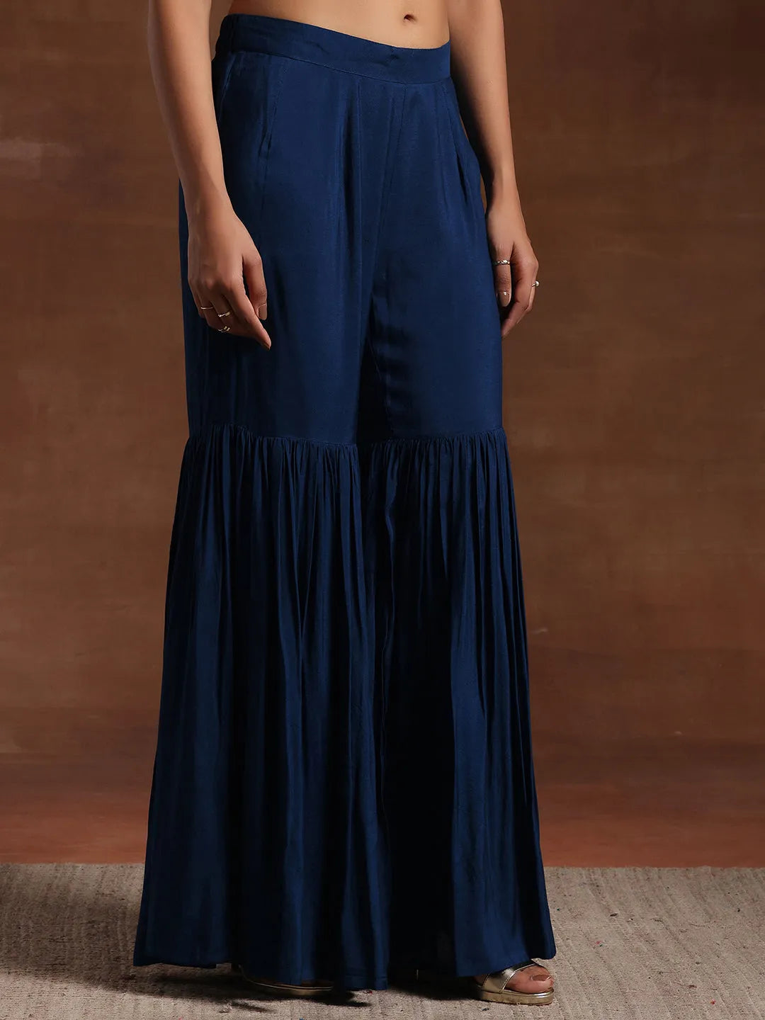  Blue Embroidered Silk Blend Co-Ords 