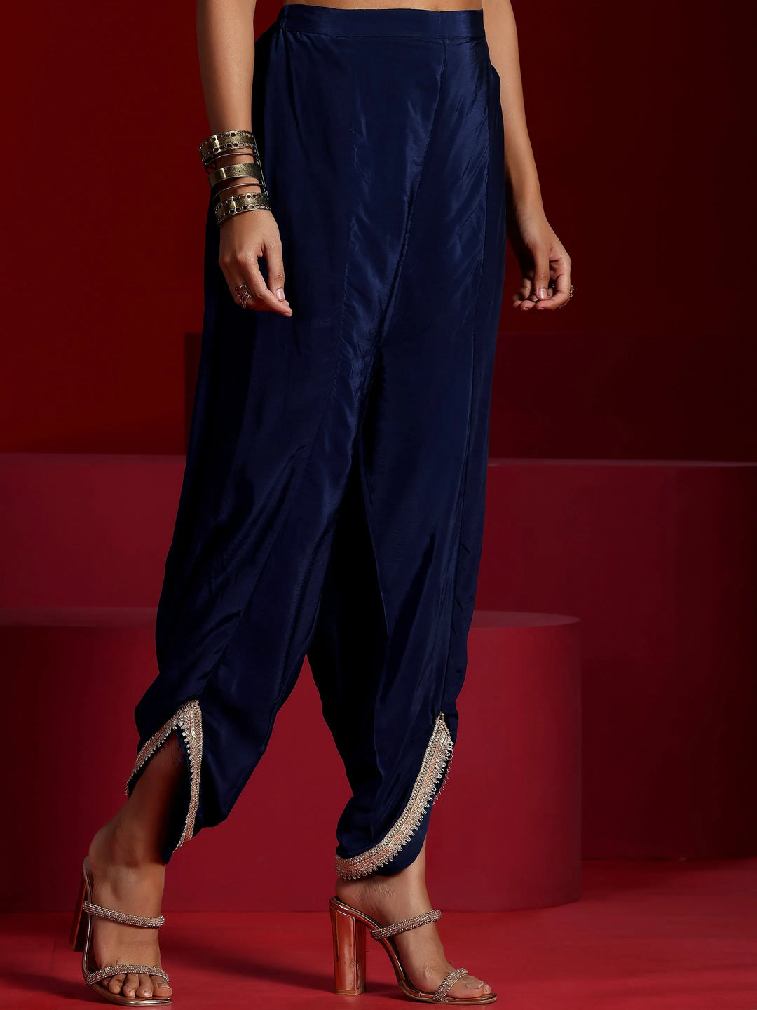  Libas Art Blue Embellished Silk Blend Co-Ords 