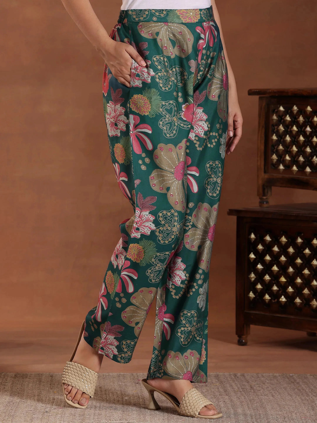  Blue Printed Silk Blend Co-Ords 