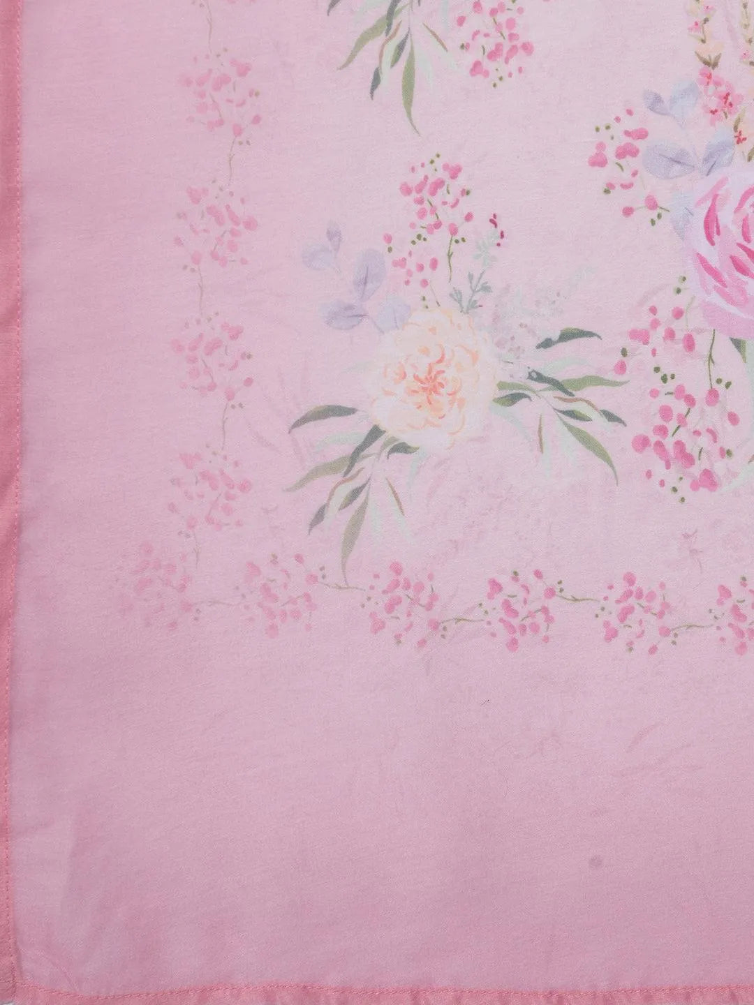 Pink Printed Cotton Blend A-Line Kurta With Palazzos & Dupatta - Libas 