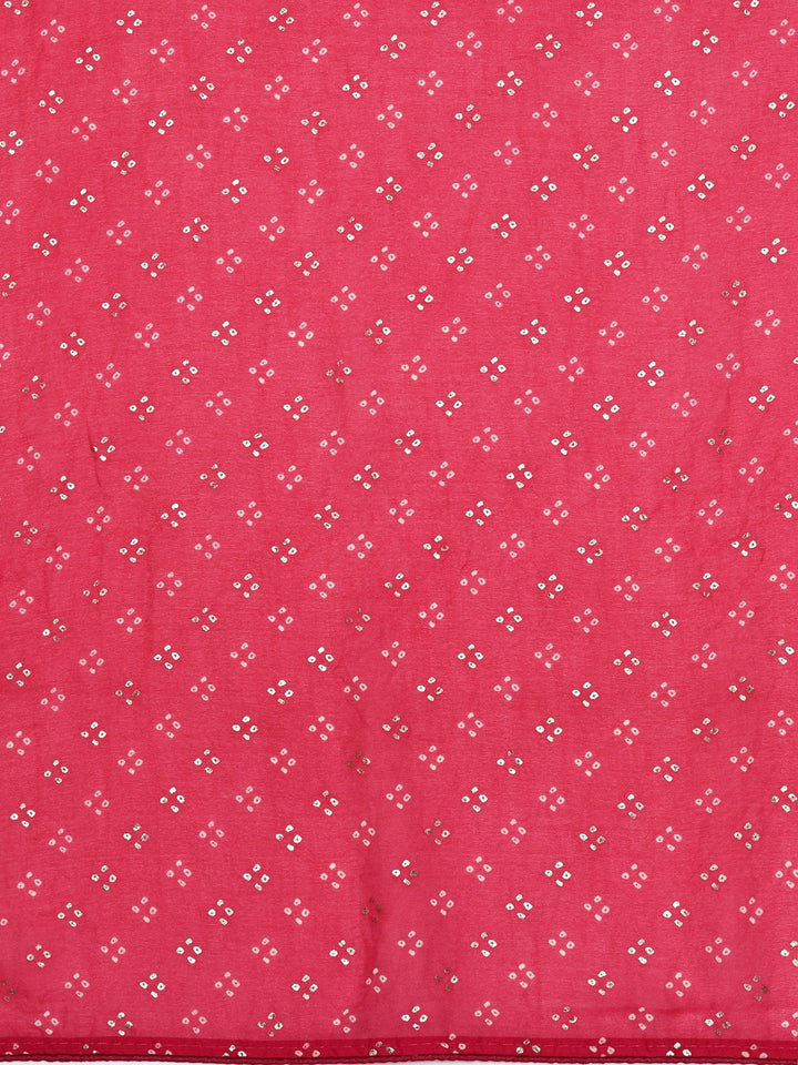 Pink Printed Poly Georgette Saree With Unstitched Blouse Piece - Libas