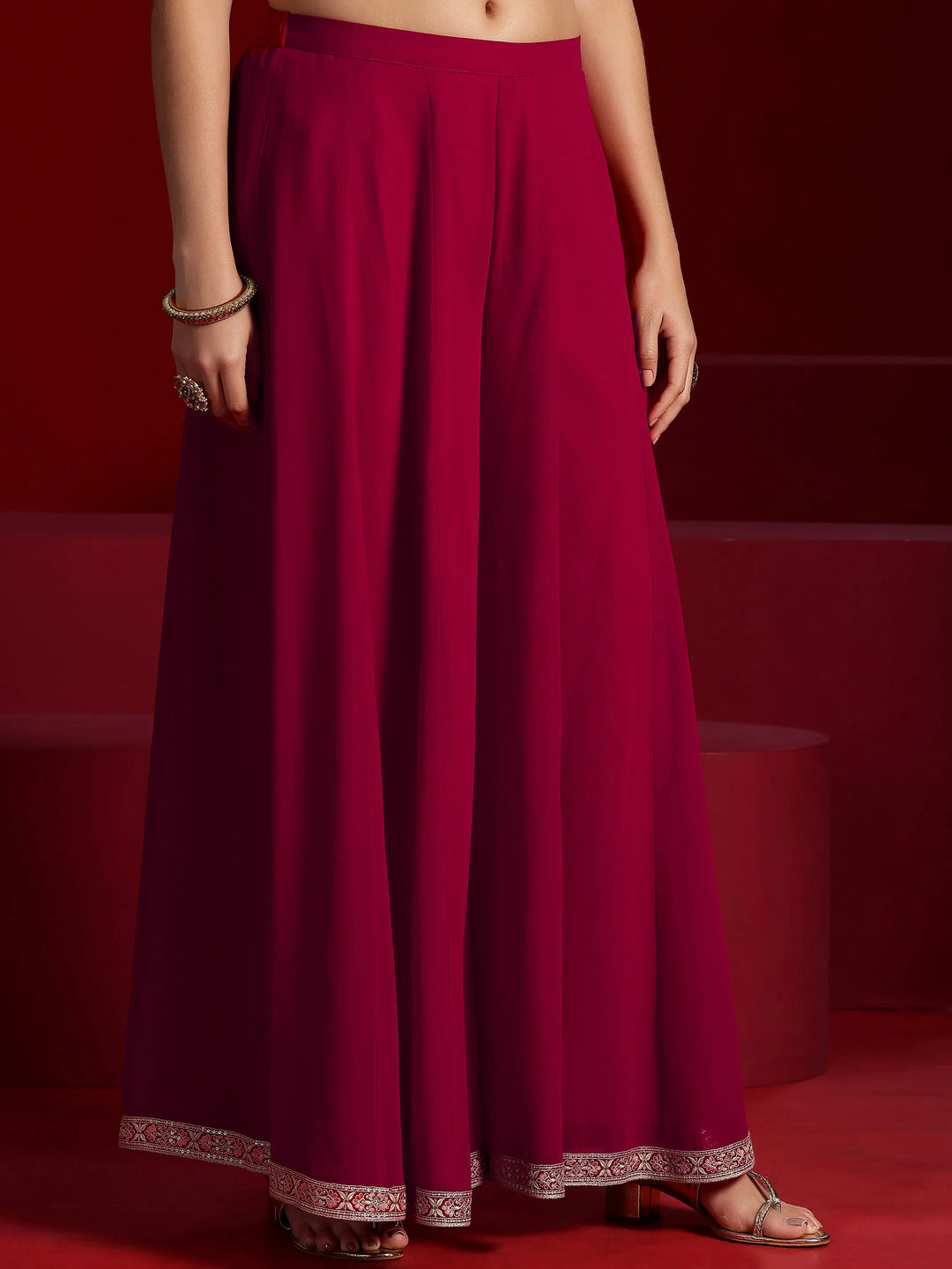  Libas Art Pink Embellished Silk Blend Co-Ords With Shrug 
