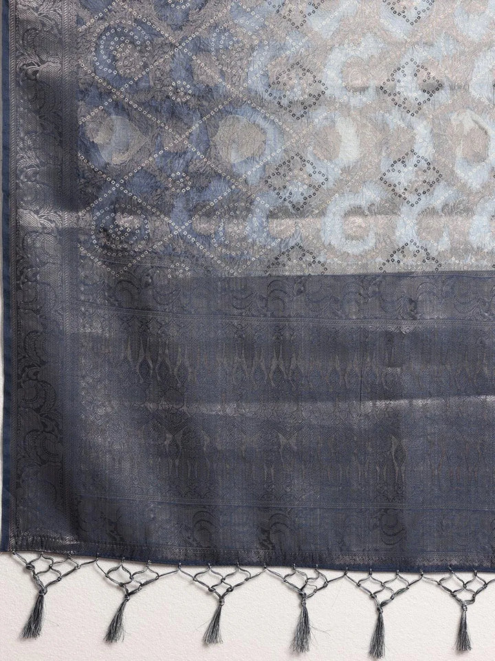 Blue Woven Design Brocade Saree With Unstitched Blouse Piece - Libas