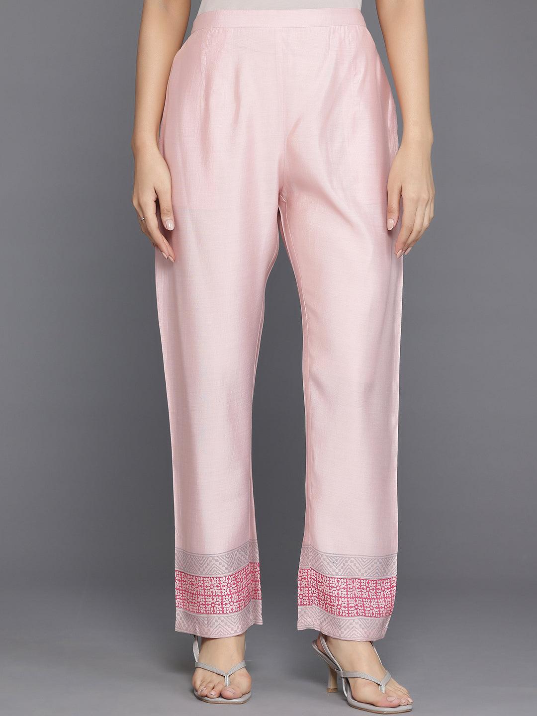 Peach Yoke Design Silk Blend Straight Suit With Dupatta - Libas