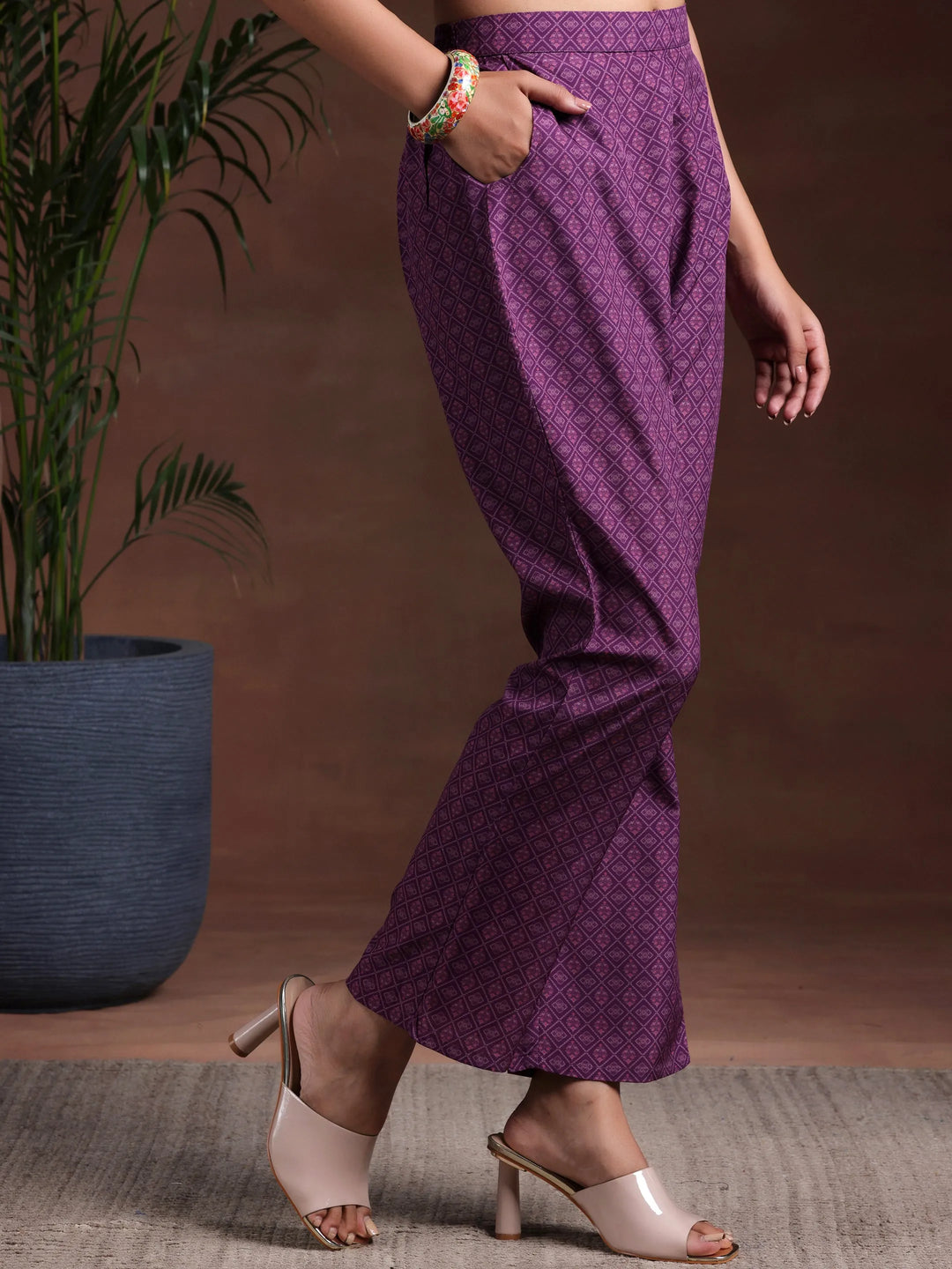  Wine Printed Poly Crepe Straight Suit With Dupatta 