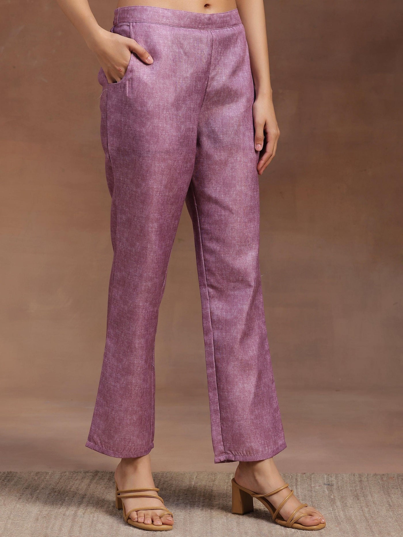 Mauve Yoke Design Cotton Straight Suit With Dupatta - Libas