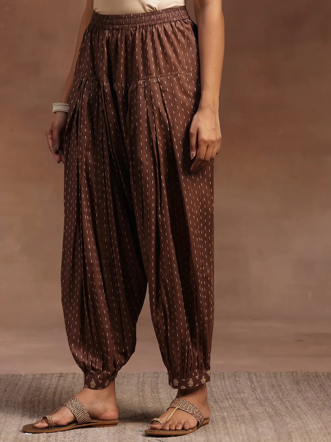  Brown Printed Cotton Straight Suit With Dupatta 