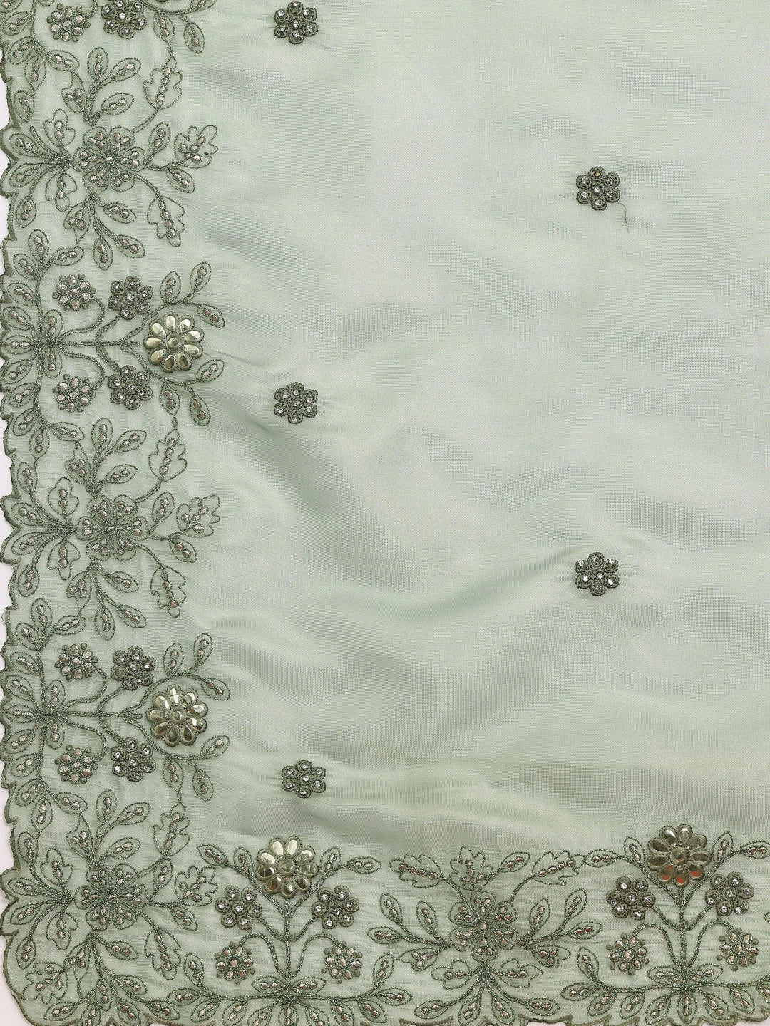 Libas Art Green Embroidered Silk Blend Saree With Unstitched Blouse Piece - Libas 
