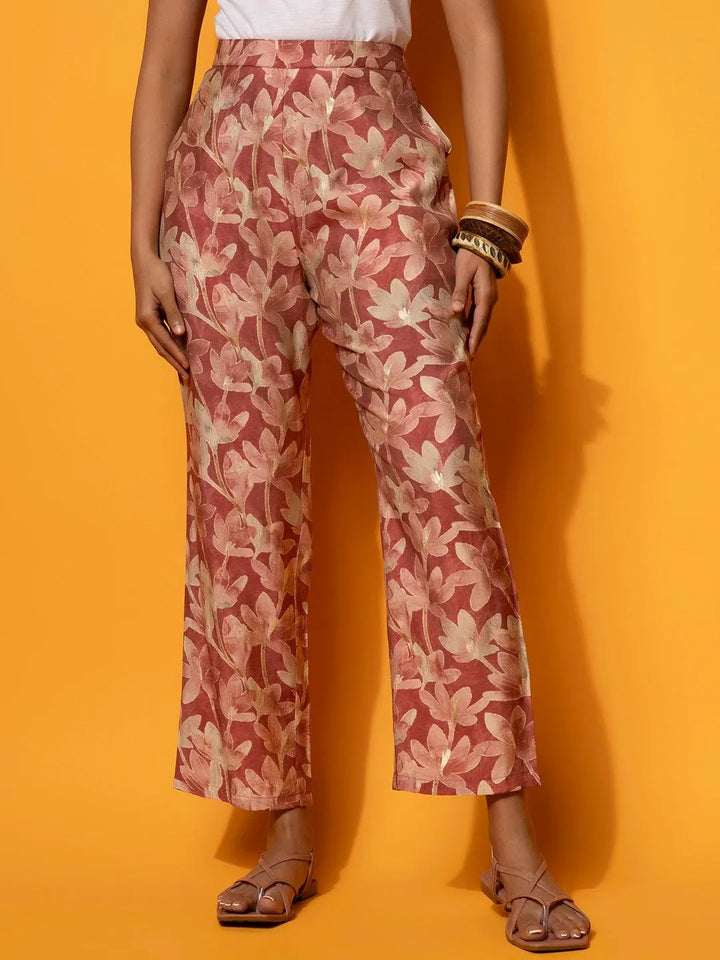 Rust Printed Silk Blend Co-Ords - Libas
