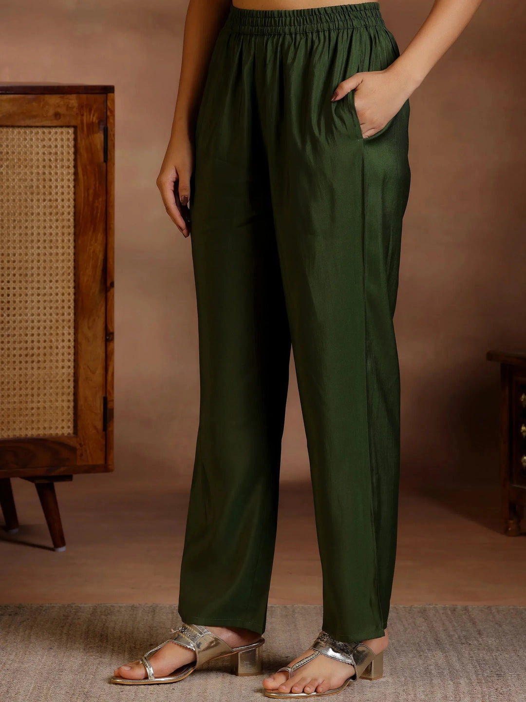  Olive Yoke Design Silk Blend Straight Suits With Dupatta 