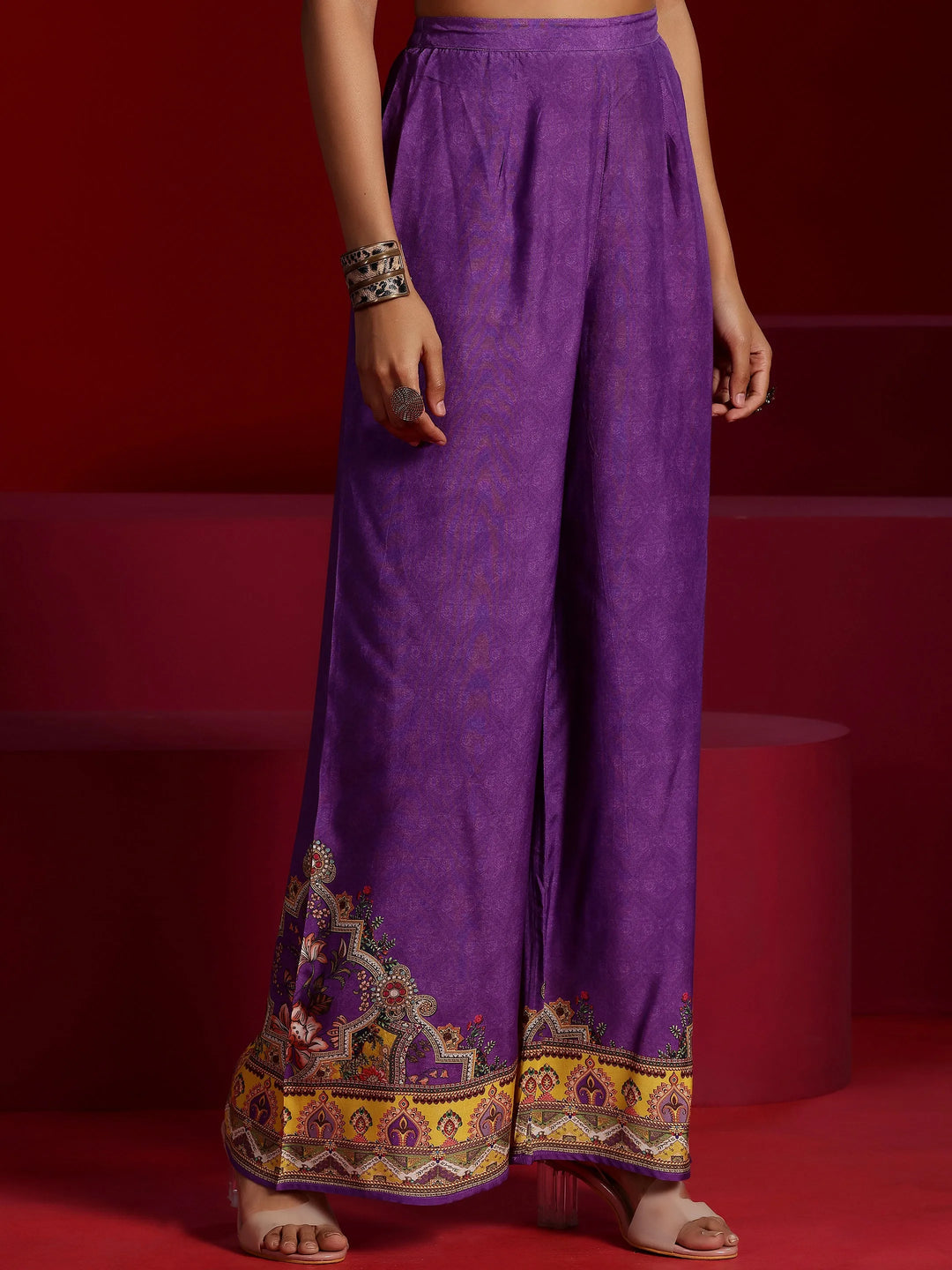  Libas Art Purple Printed Silk Blend Co-Ords 