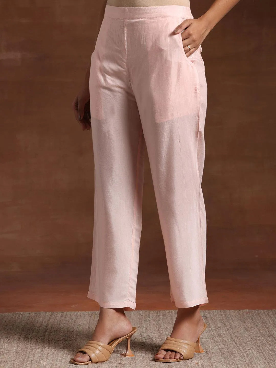 Pink Printed Silk Blend Straight Suit With Dupatta - Libas 