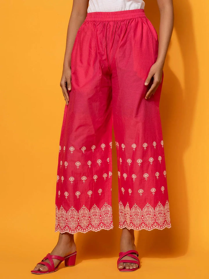 Pink Embroidered Cotton Co-Ords - Libas