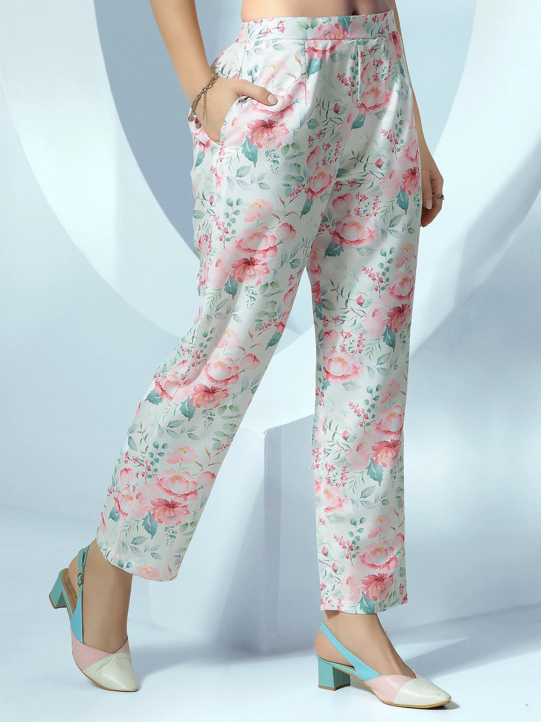  White Printed Rayon Co-Ords 