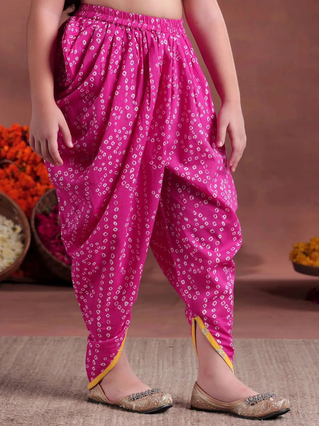  Kids Pink Printed Cotton 3 Piece Co-Ords 