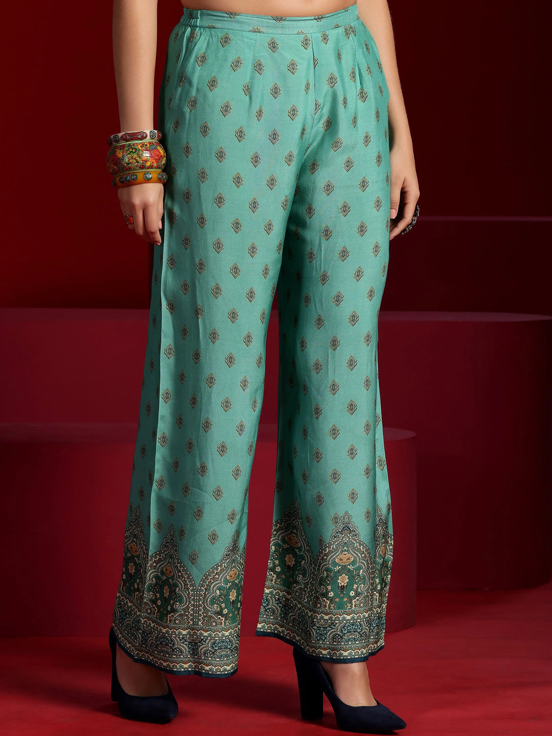  Libas Art Green Printed Silk Blend Co-Ords 