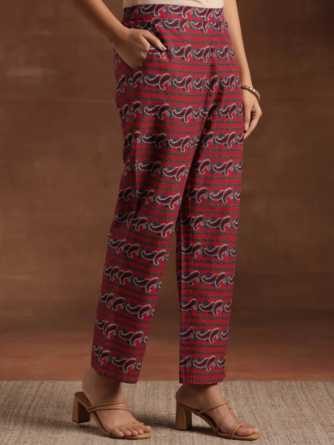  Red Printed Cotton Straight Suit With Dupatta 