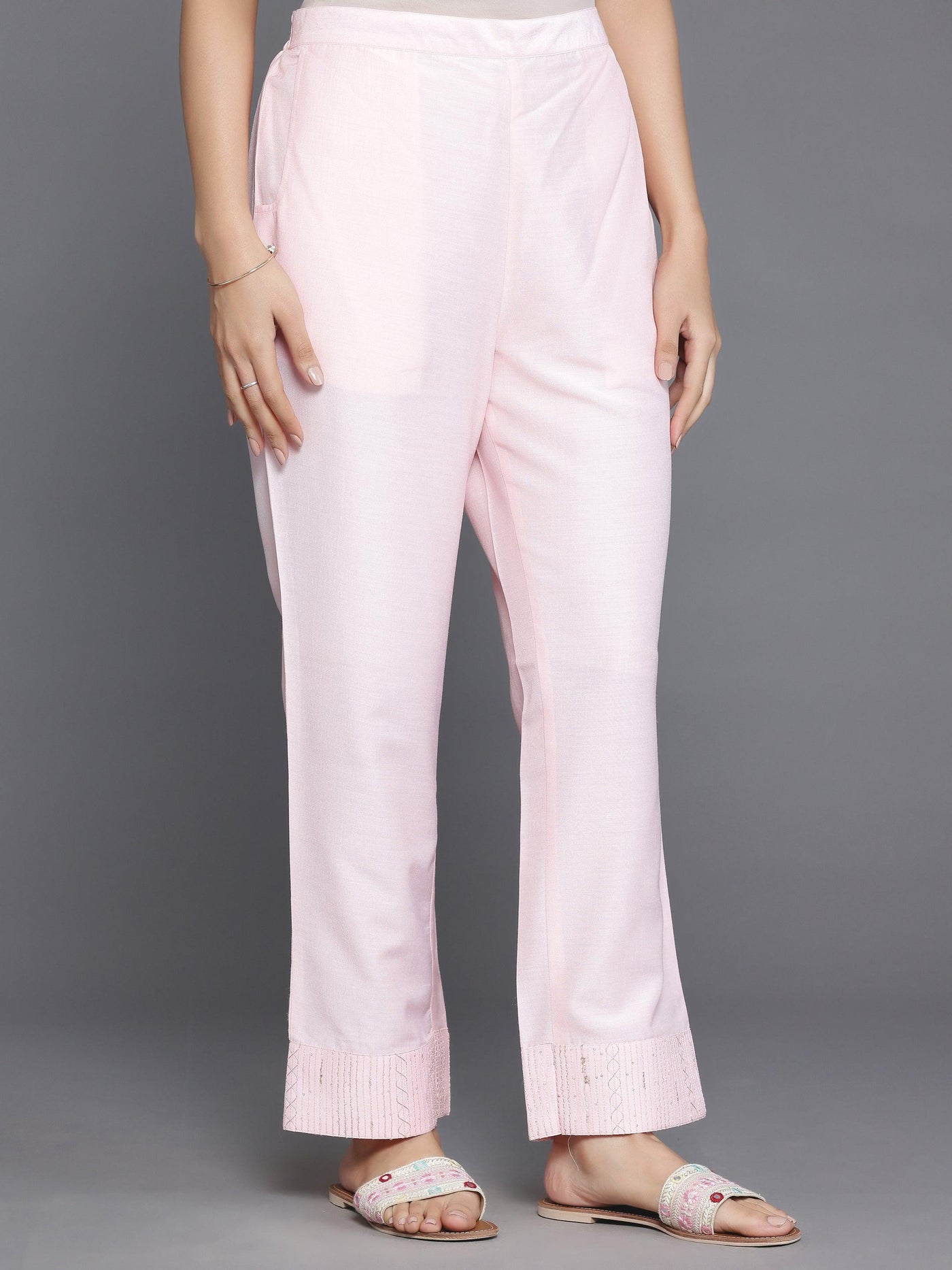 Peach Self Design Silk Blend Straight Suit With Dupatta - Libas