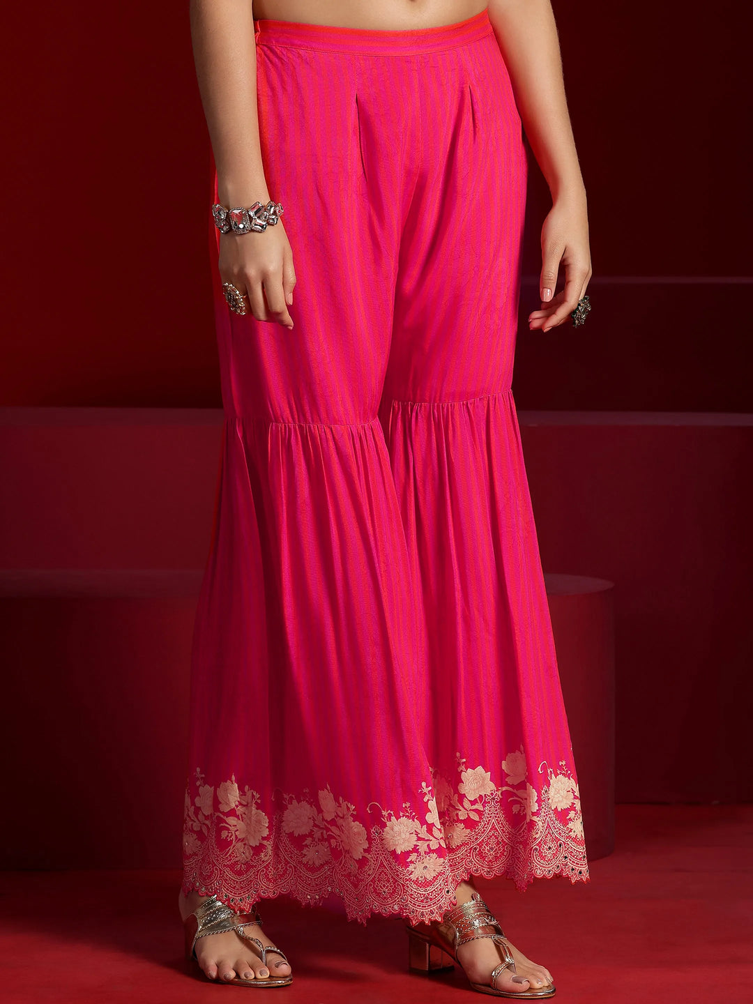  Libas Art Coral Printed Silk Blend Co-Ords 