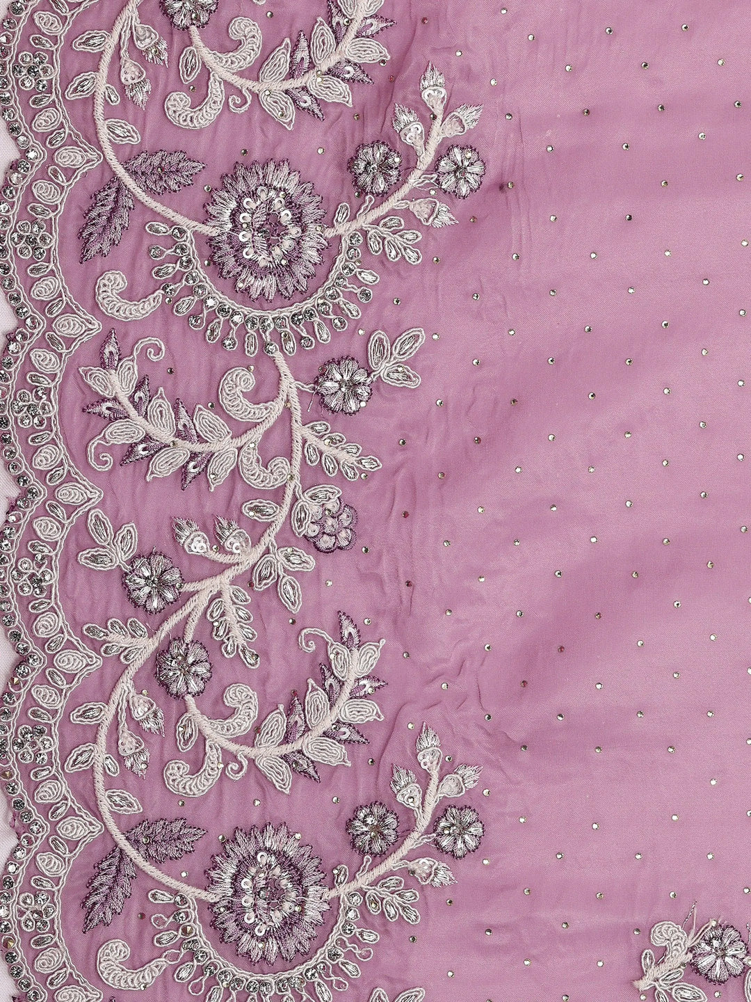 Libas Art Lavender Embroidered Tissue Saree With Unstitched Blouse Piece - Libas 