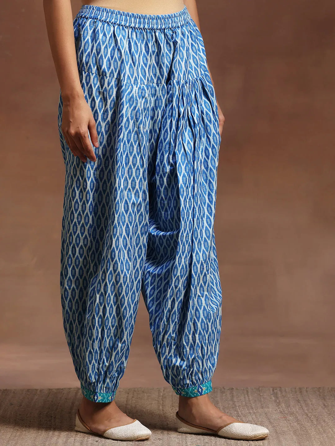  Blue Printed Cotton Straight Suit With Dupatta 
