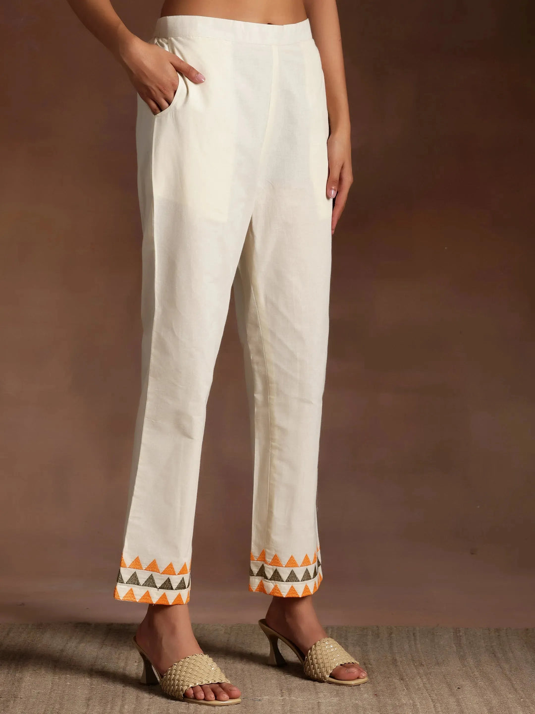  Off White Embroidered Cotton Straight Suit With Dupatta 
