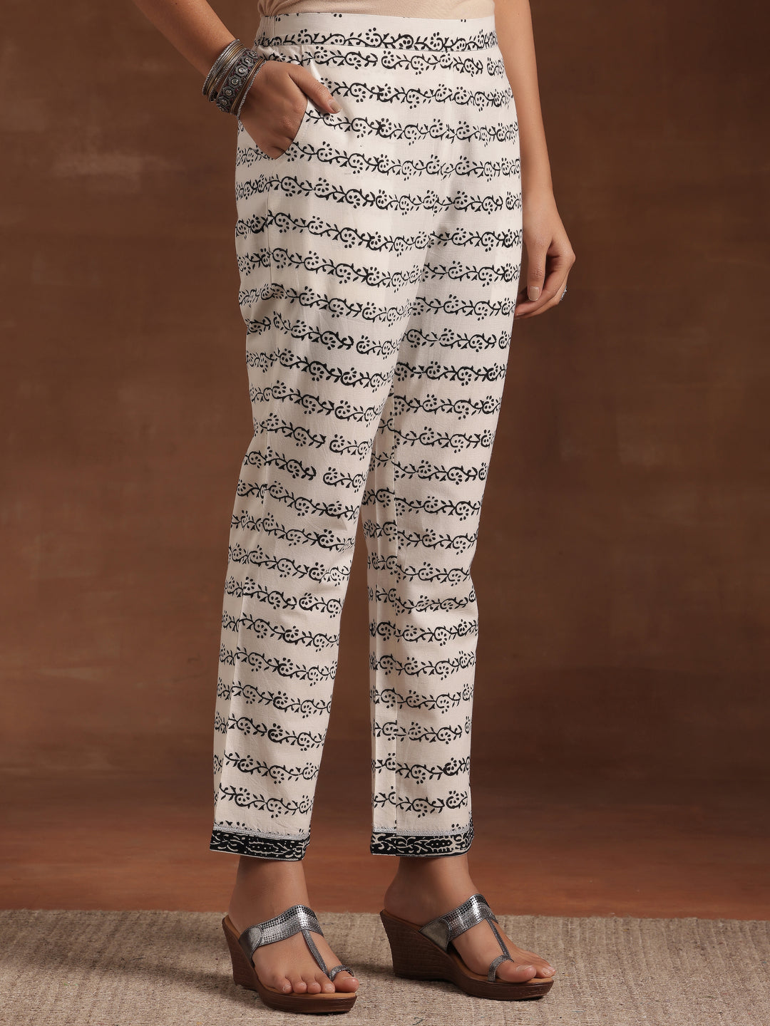  Black Printed Cotton Straight Suit With Dupatta 
