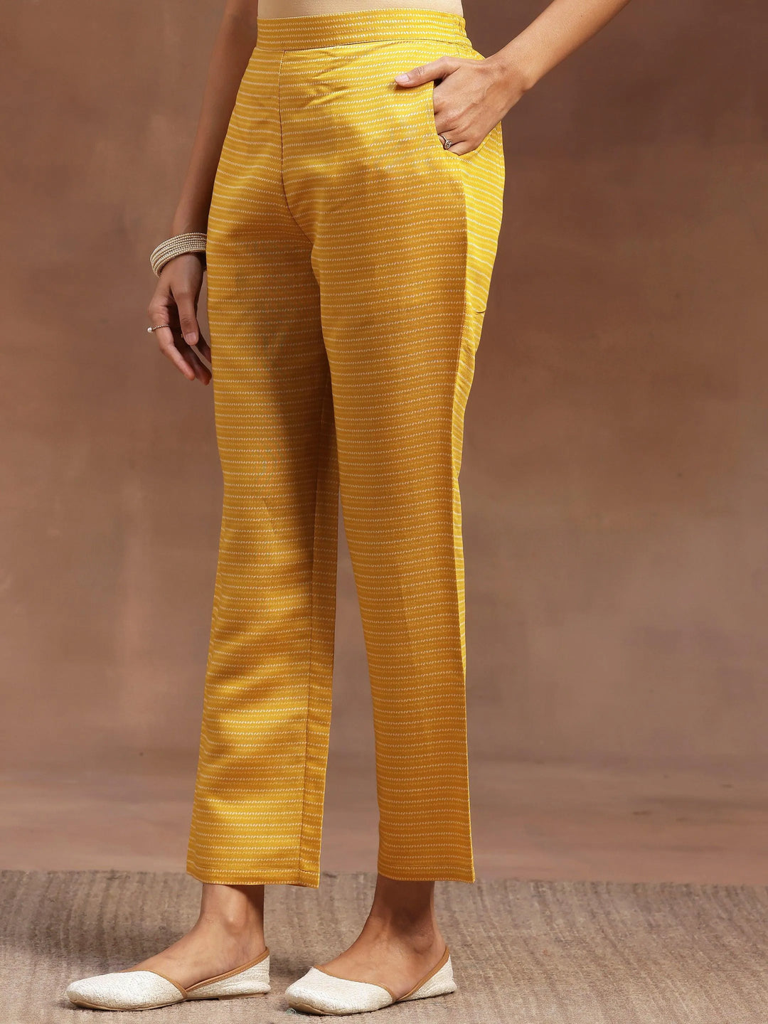  Yellow Printed Silk Blend Straight Suit With Dupatta 