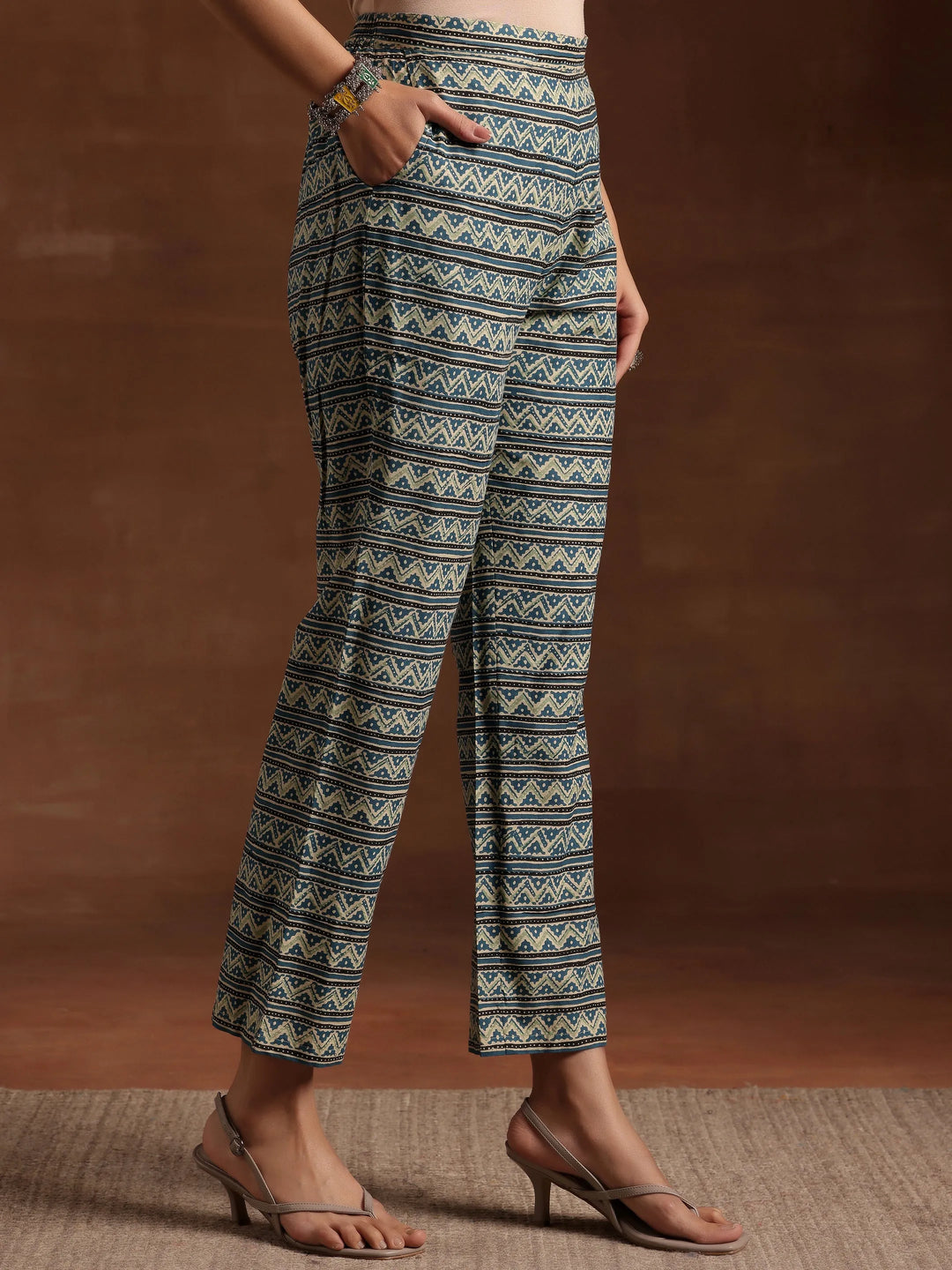  Blue Printed Cotton Straight Suit With Dupatta 