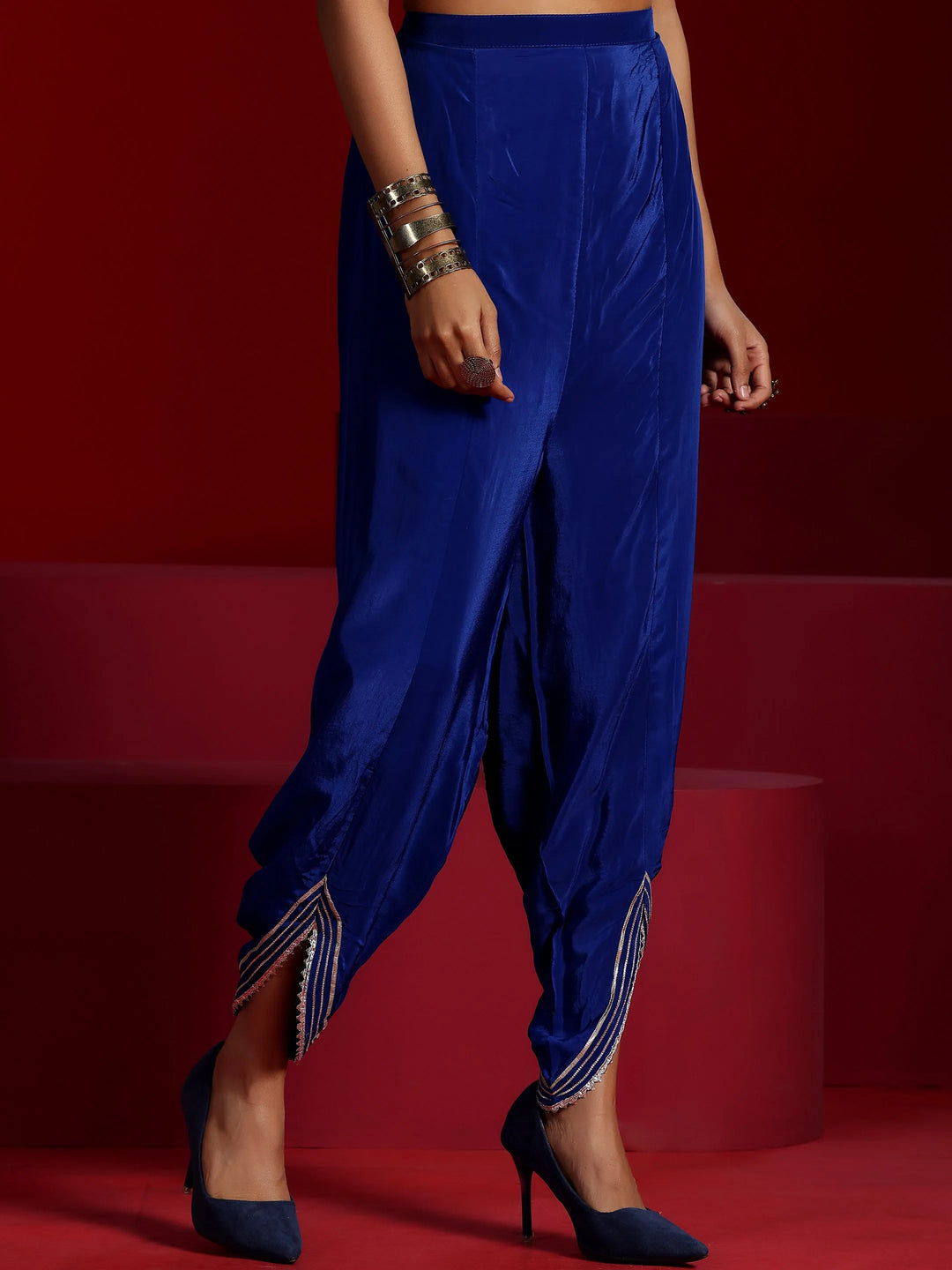  Libas Art Multi Printed Silk Crepe A-Line Kurta With Dhoti Pants 
