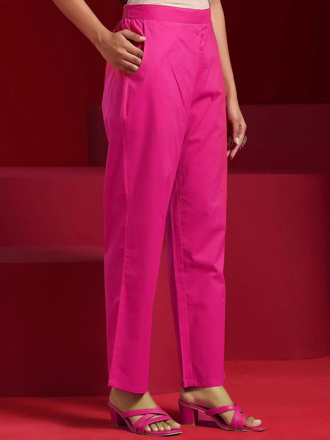  Libas Art Pink Yoke Design Chanderi Silk Straight Suit With Dupatta 
