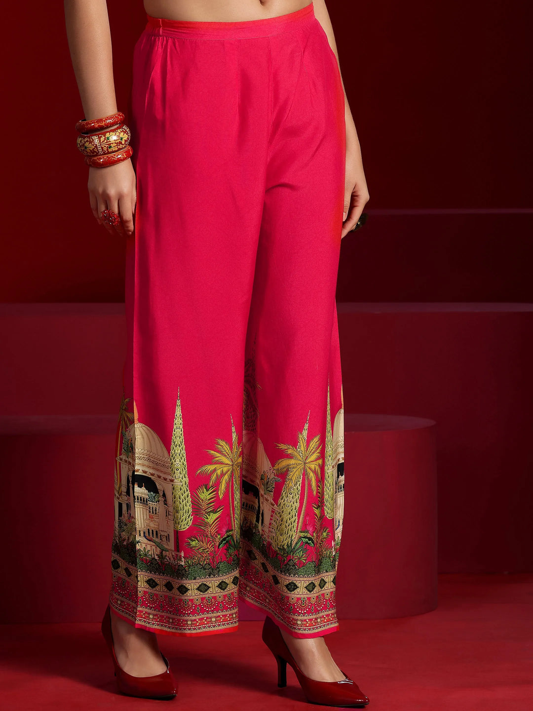  Libas Art Beige Printed Silk Blend Co-Ords 