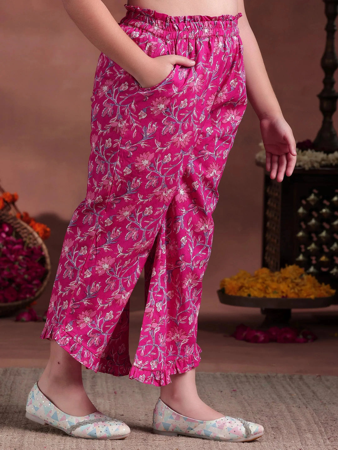  Kids Pink Printed Cotton Co-Ords 