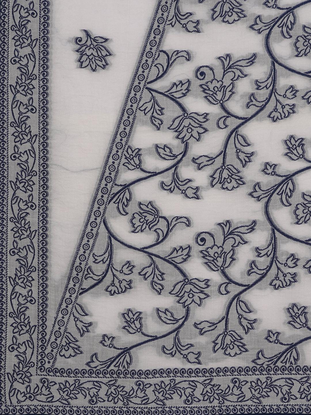  Off White Woven Design Cotton Straight Suit With Dupatta 