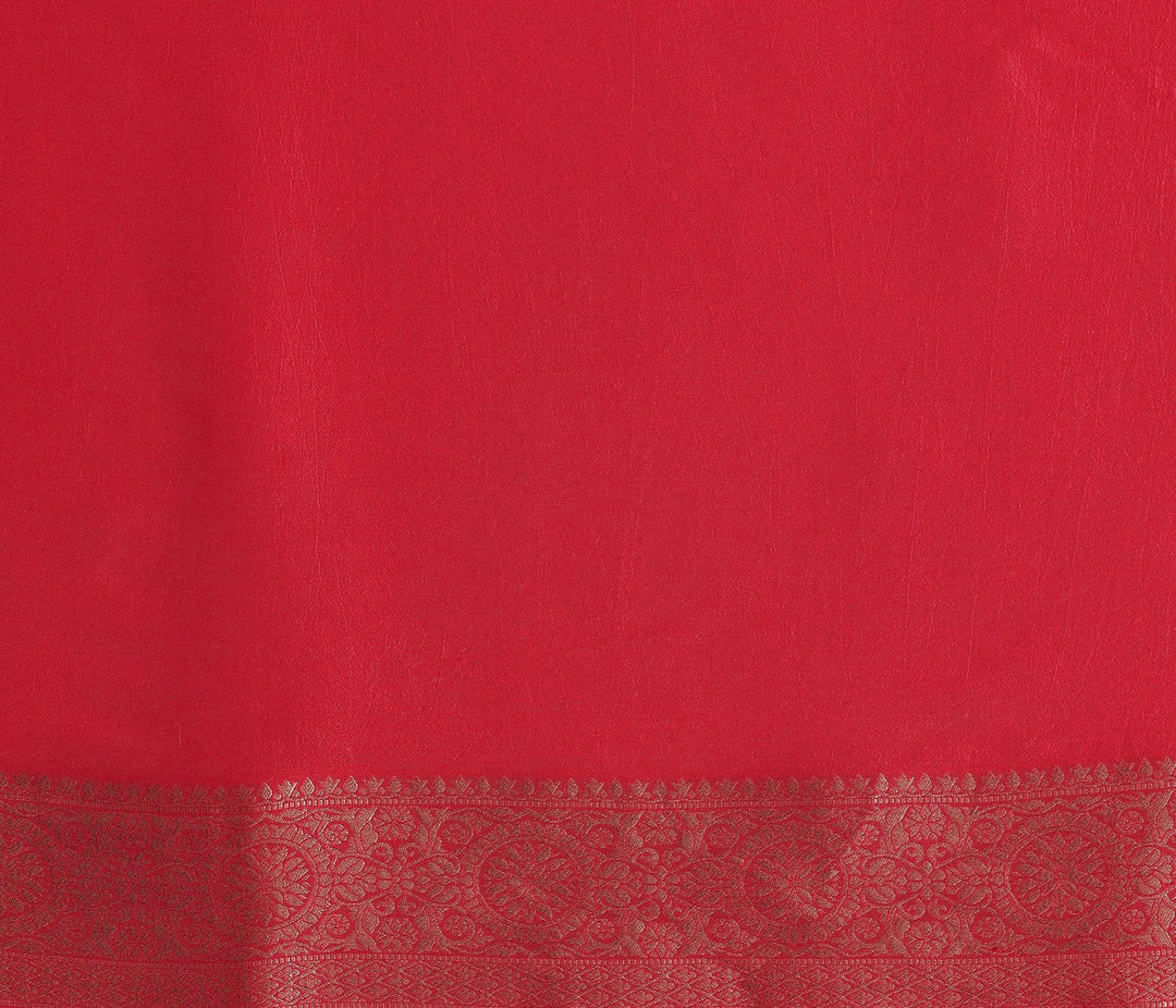 Libas Art Red Woven Design Satin Saree With Unstitched Blouse Piece - Libas 