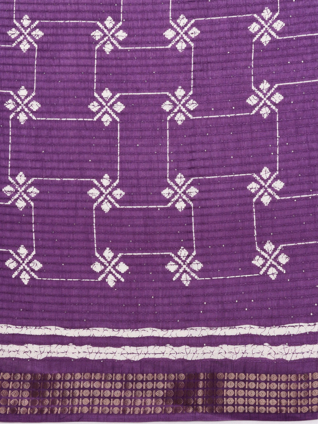 Lavender Printed Silk Blend Saree With Unstitched Blouse Piece - Libas 