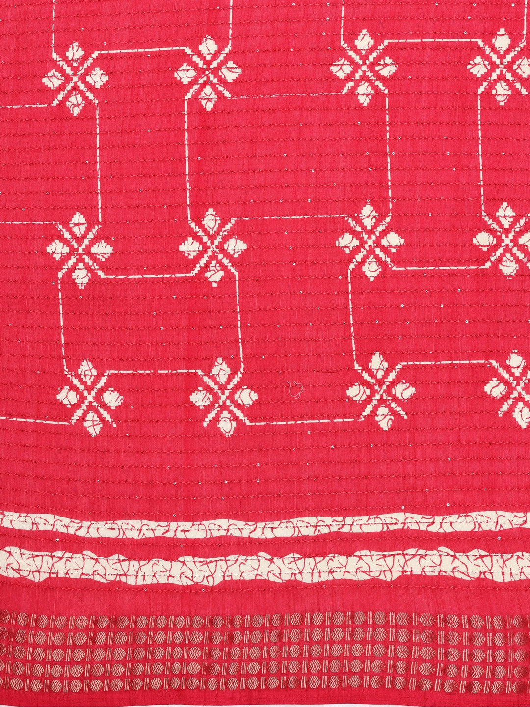 Pink Printed Silk Blend Saree With Unstitched Blouse Piece - Libas 