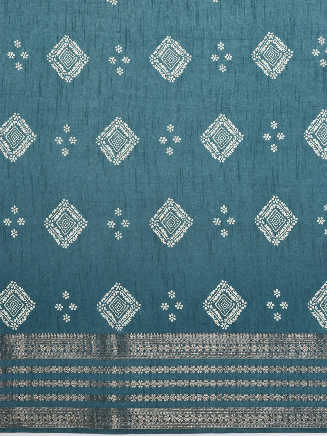 Blue Printed Silk Blend Saree With Unstitched Blouse Piece - Libas 