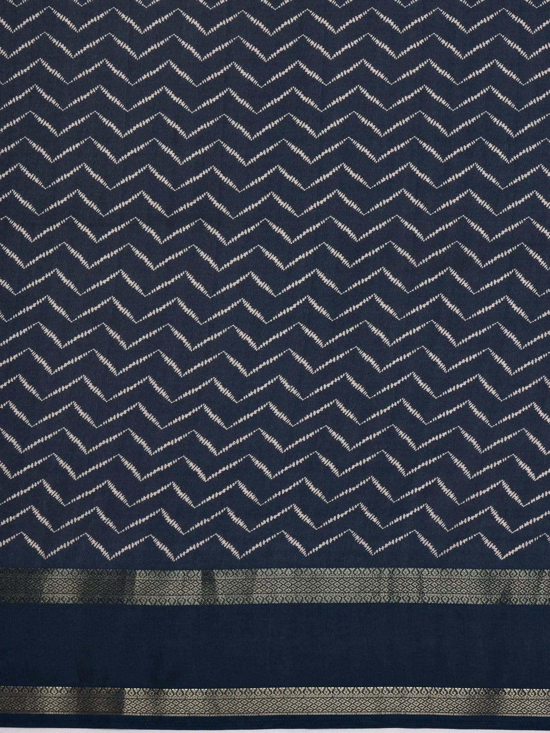 Blue Printed Silk Blend Saree With Unstitched Blouse Piece - Libas 
